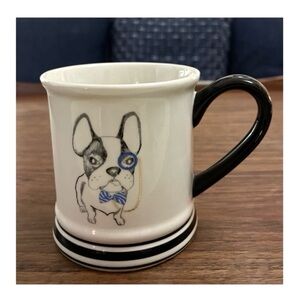 Clay Art Ceramic Coffee Mug with French Bulldog & Monocle Design